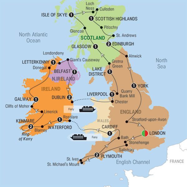 Wales To Ireland Tour Map